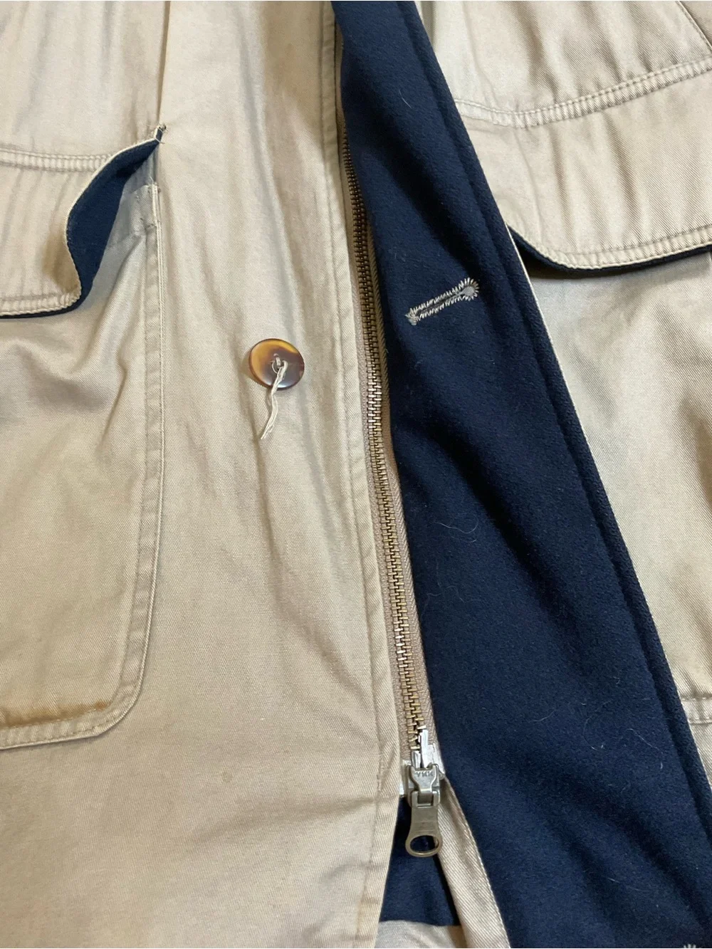 L.L. Bean Men’s Taupe Field Coat with Dark Brown Collar